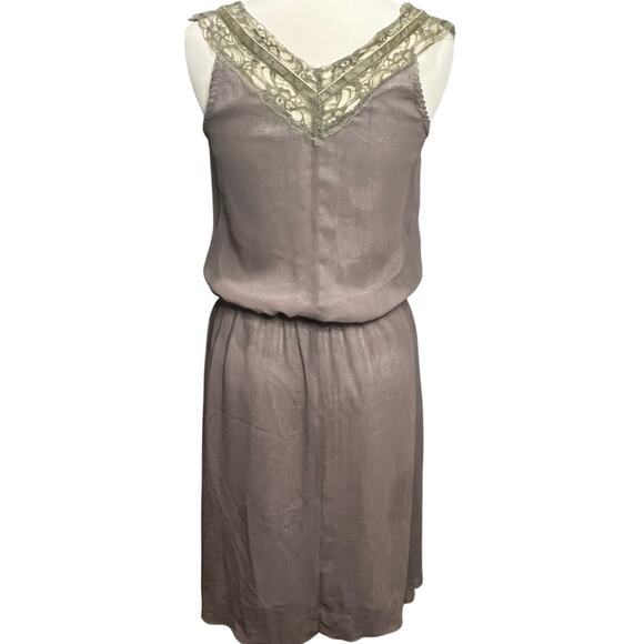 Cherish Dress Small Brown Olive Lace Elastic Waist Lined Romantic Coquette Fairy - Picture 4 of 14